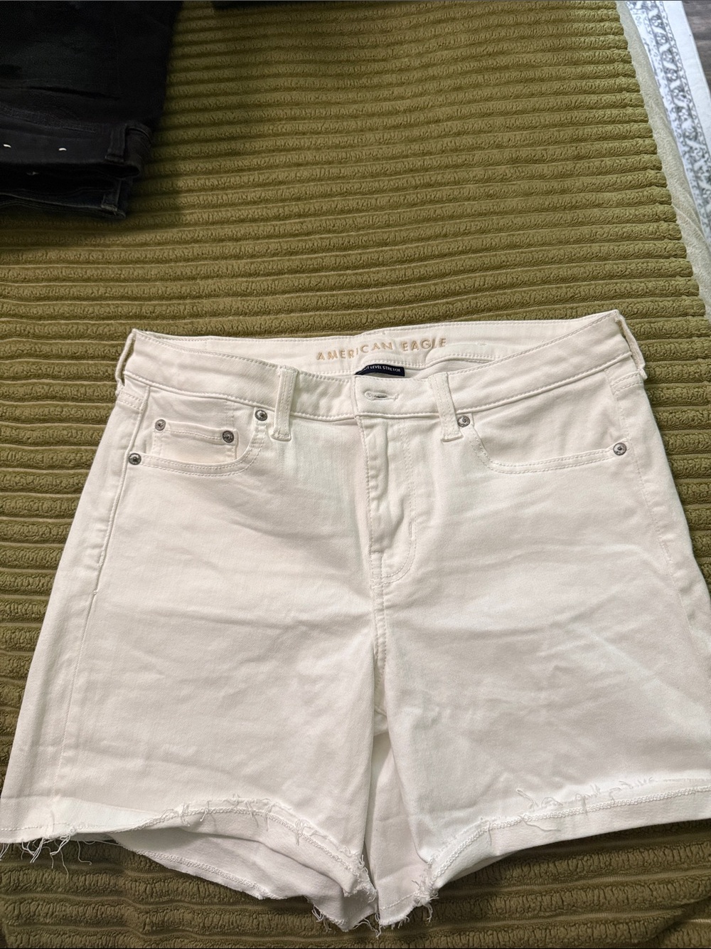 American Eagle Outfitters Cream-White High-Rise Jean Shorts